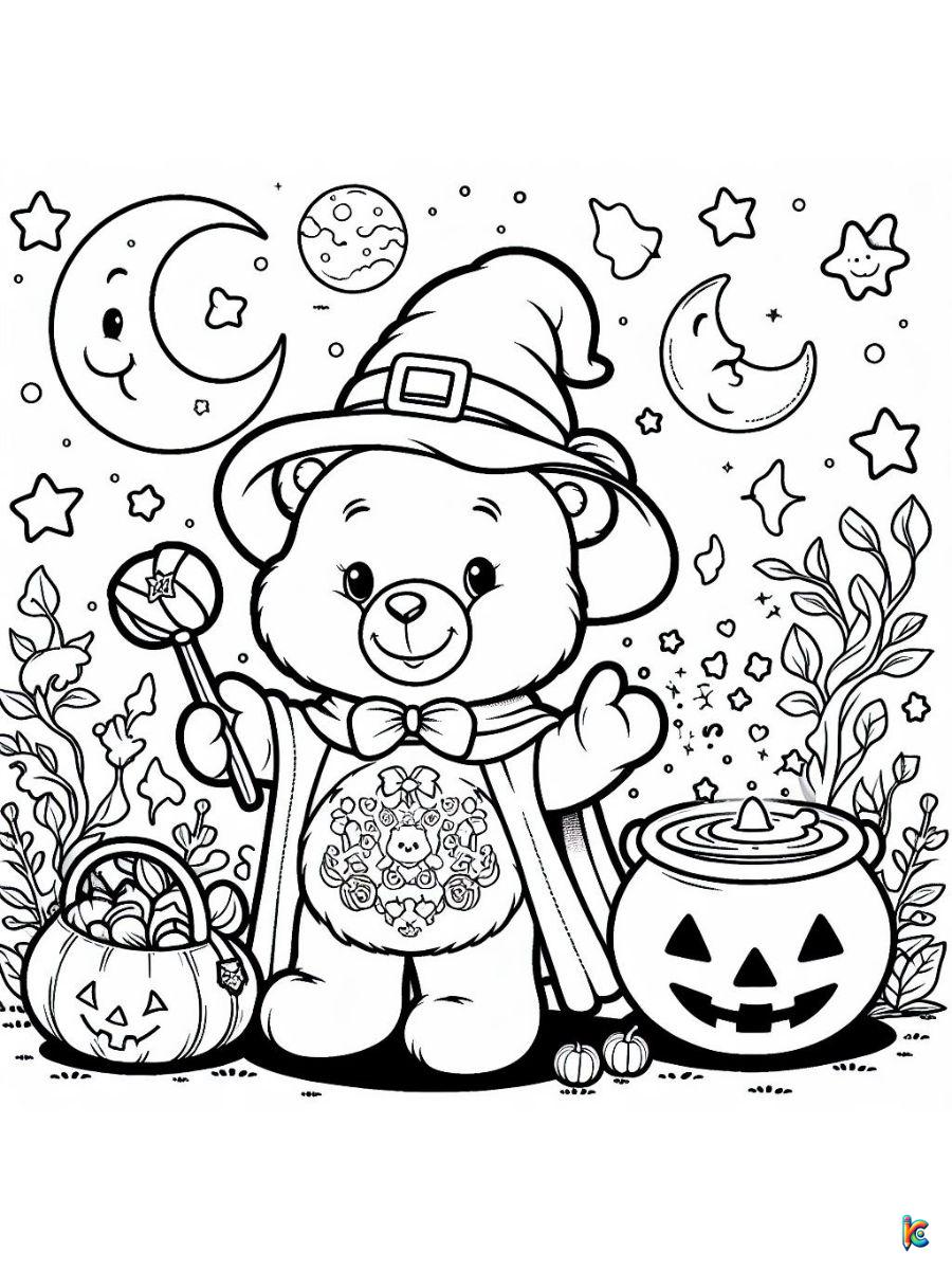 care bears halloween coloring pages easy