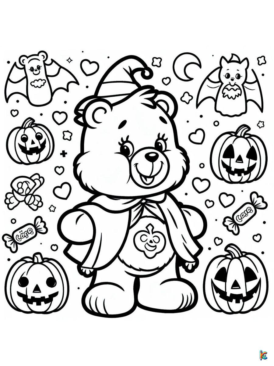 care bears halloween coloring pages for kids