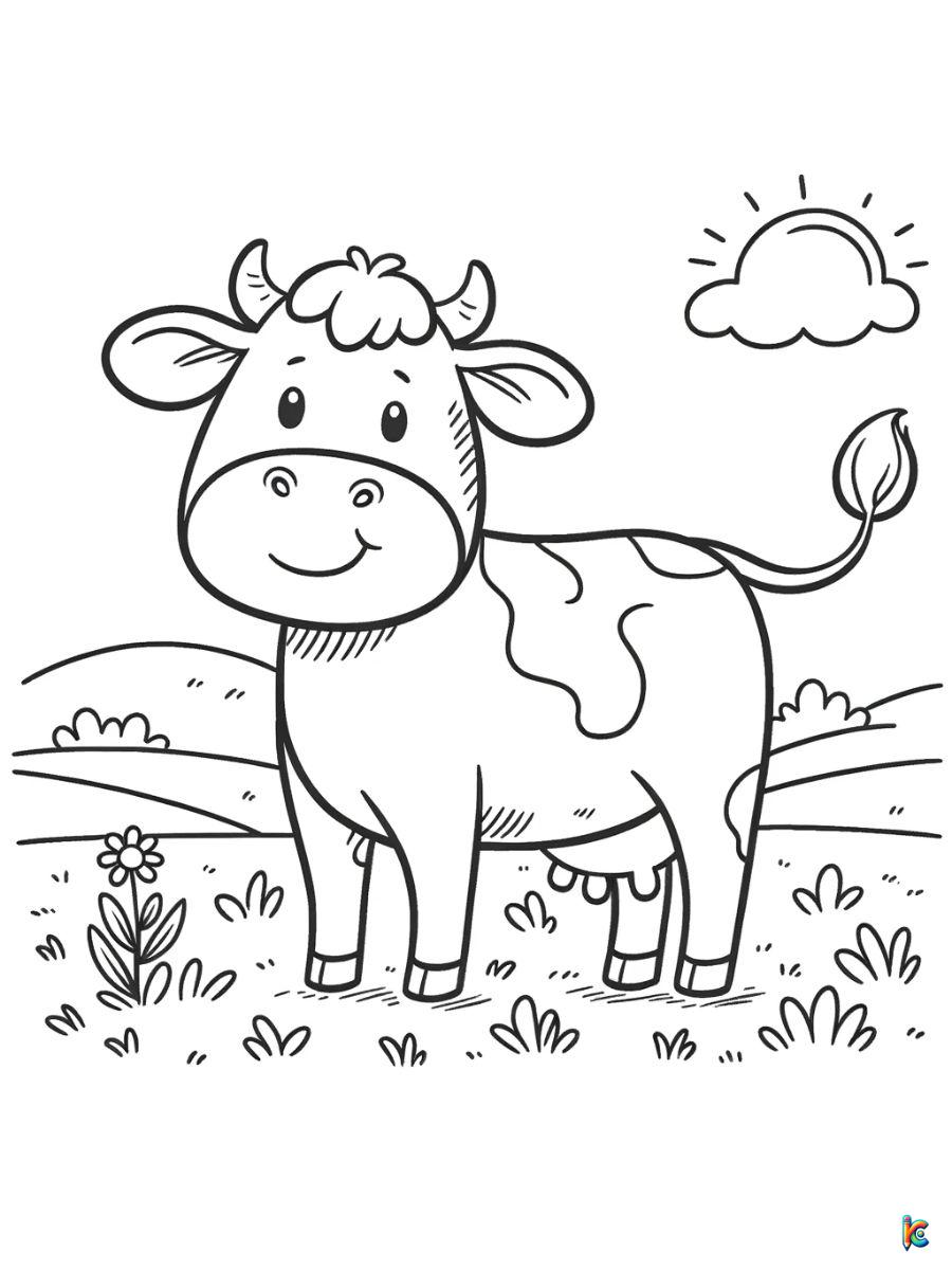 cartoon cow coloring pages for kids
