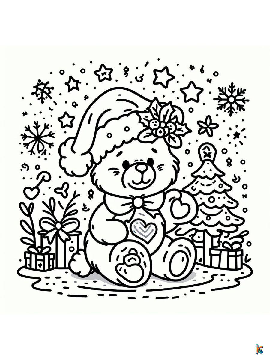 christmas care bears coloring pages