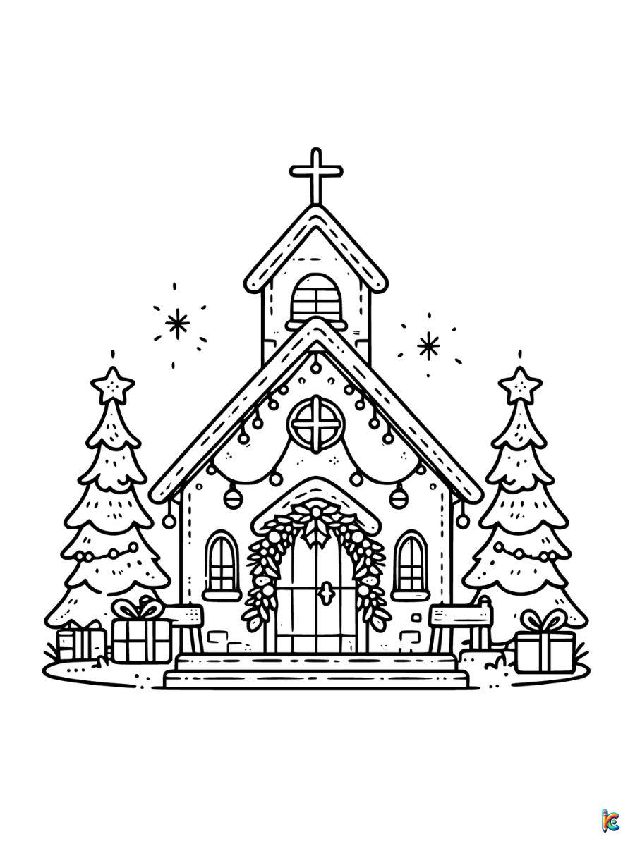 christmas church coloring page
