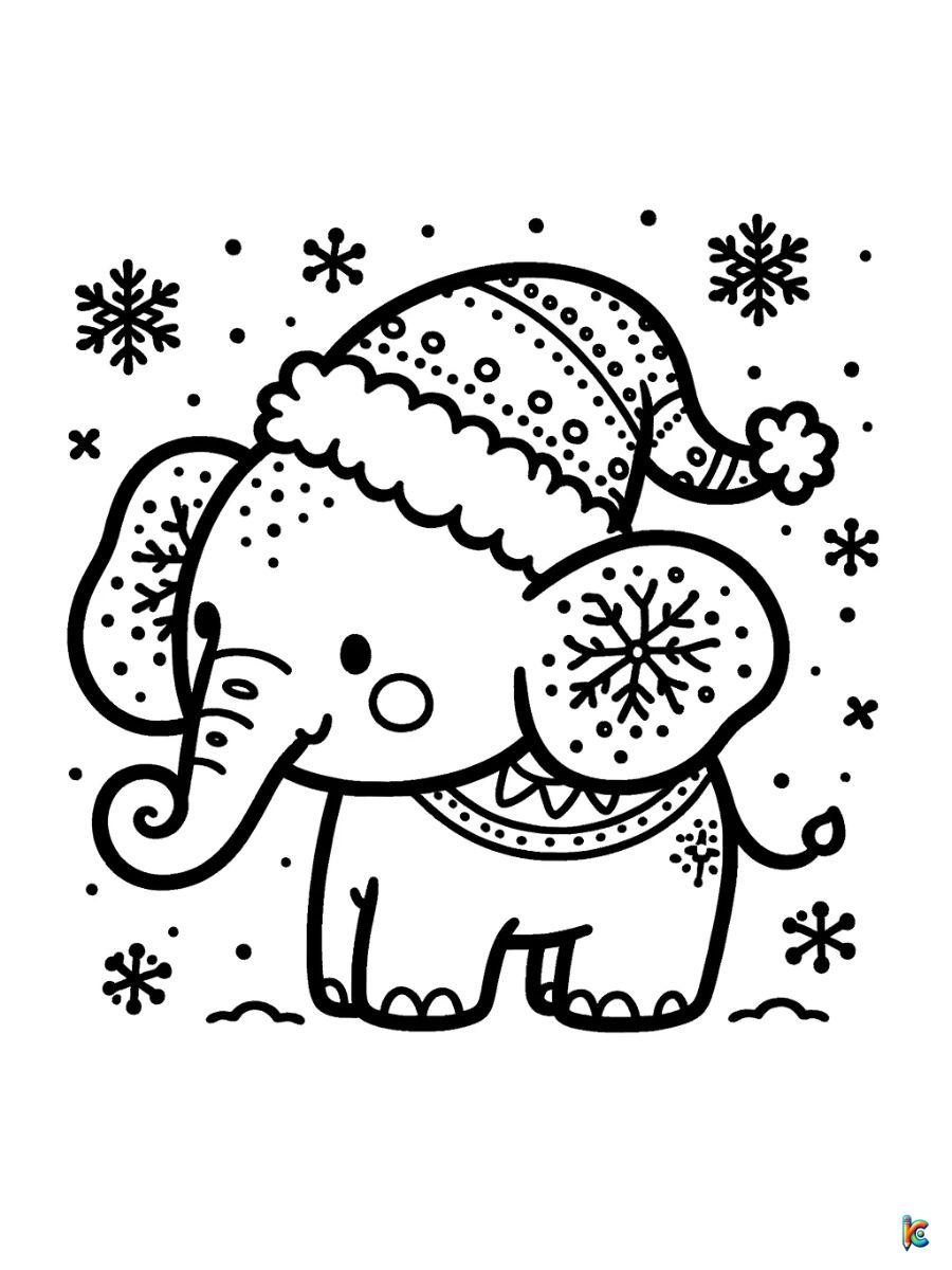 christmas elephant coloring pages