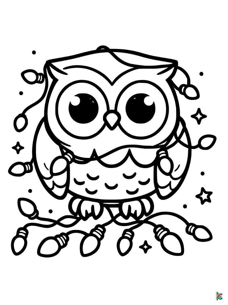 christmas owl coloring page
