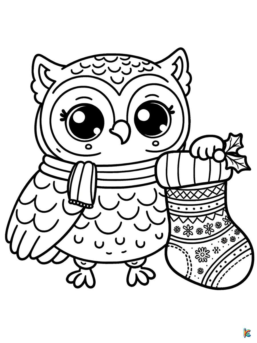 christmas owl coloring pages for kids