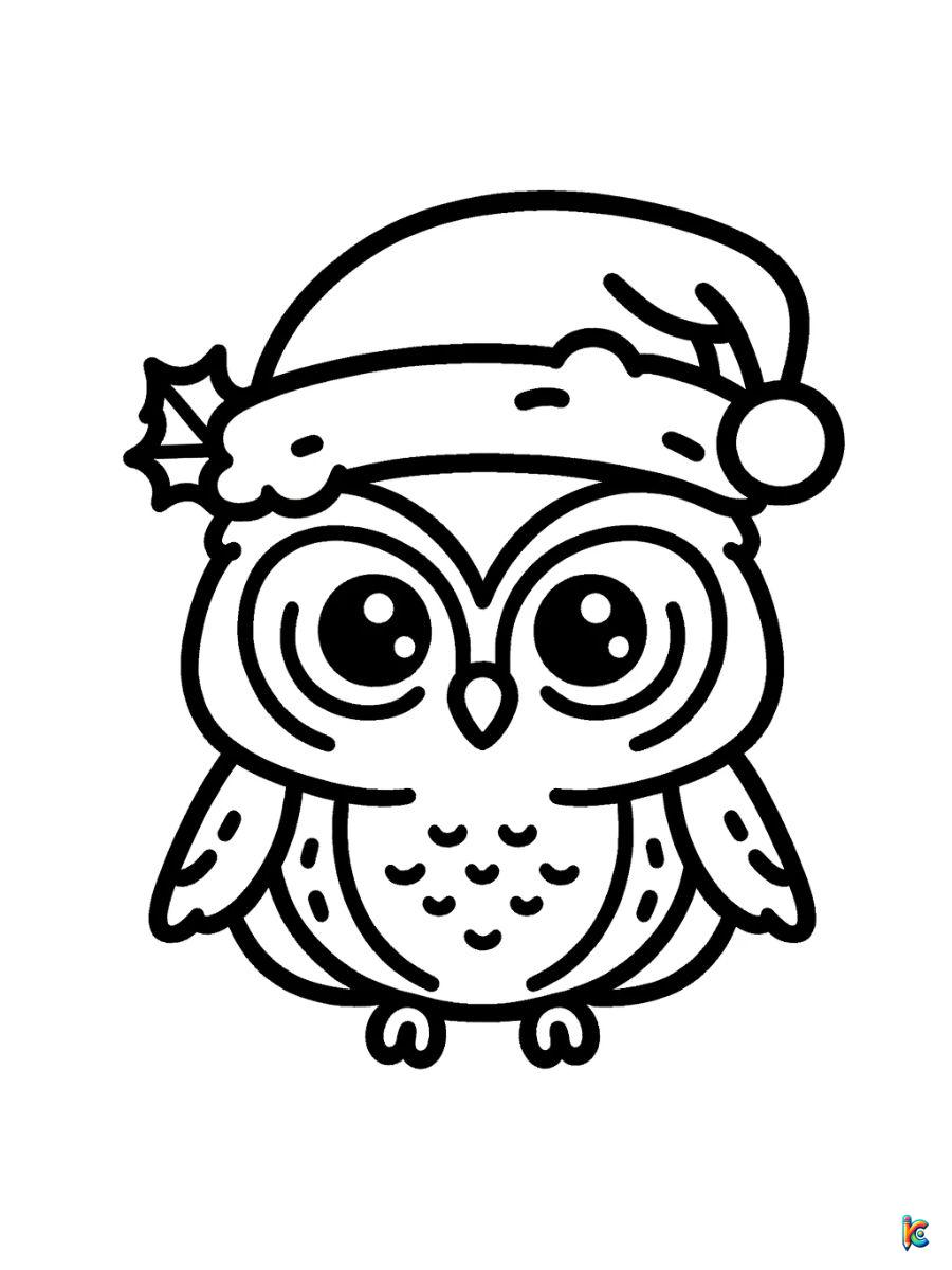 christmas owl coloring pages printable