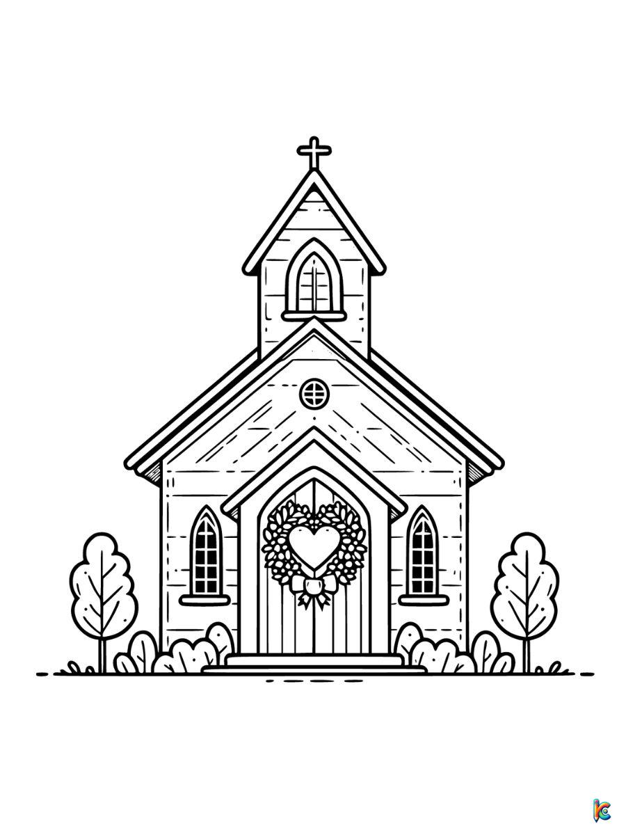 church valentine coloring page
