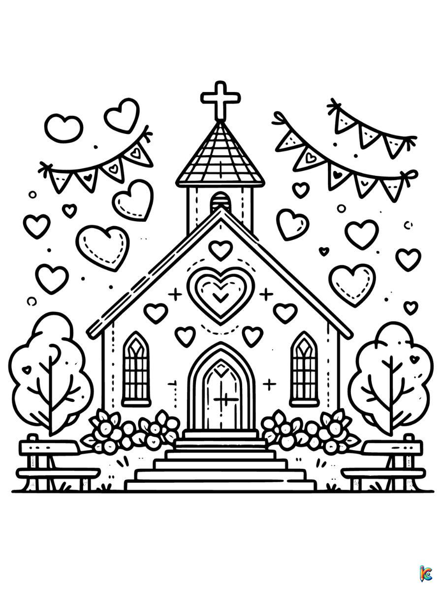church valentine coloring pages for kids