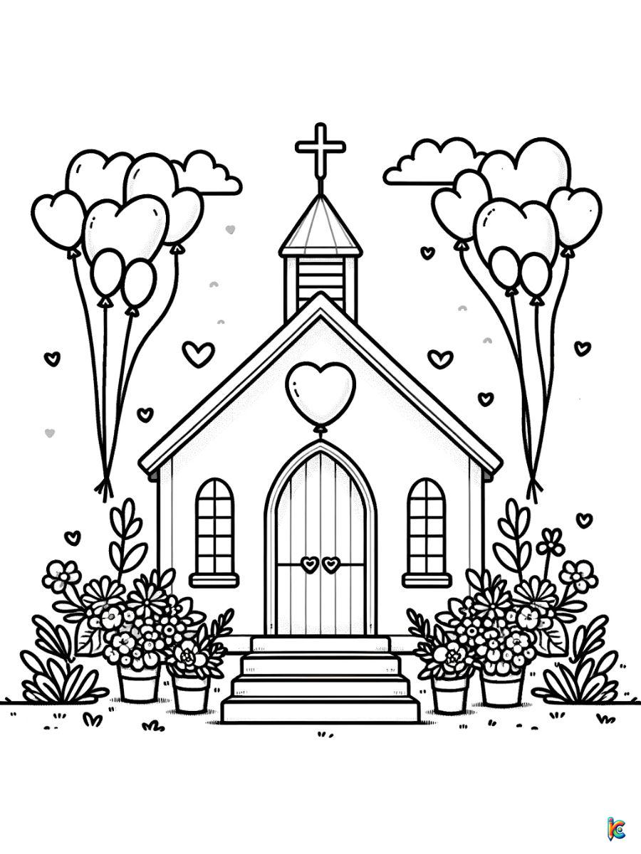 church valentine coloring pages free