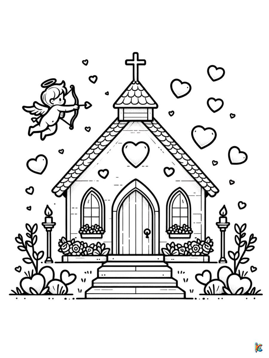 church valentine coloring pages printable