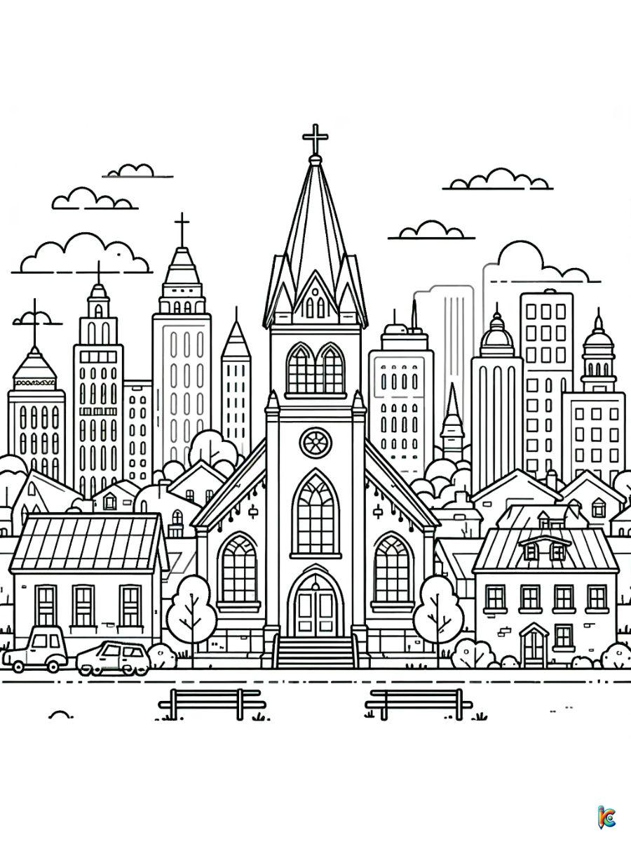 coloring pages church