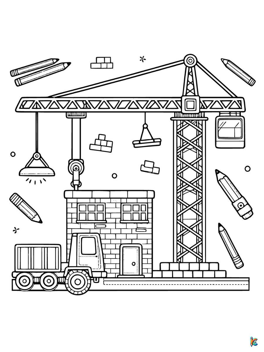 construction coloring pages easy