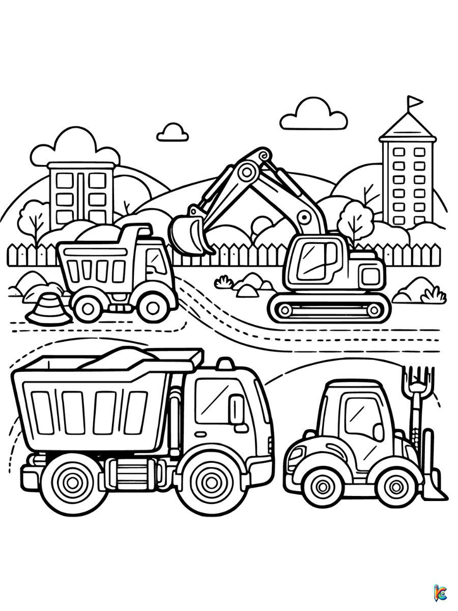 construction vehicles coloring pages