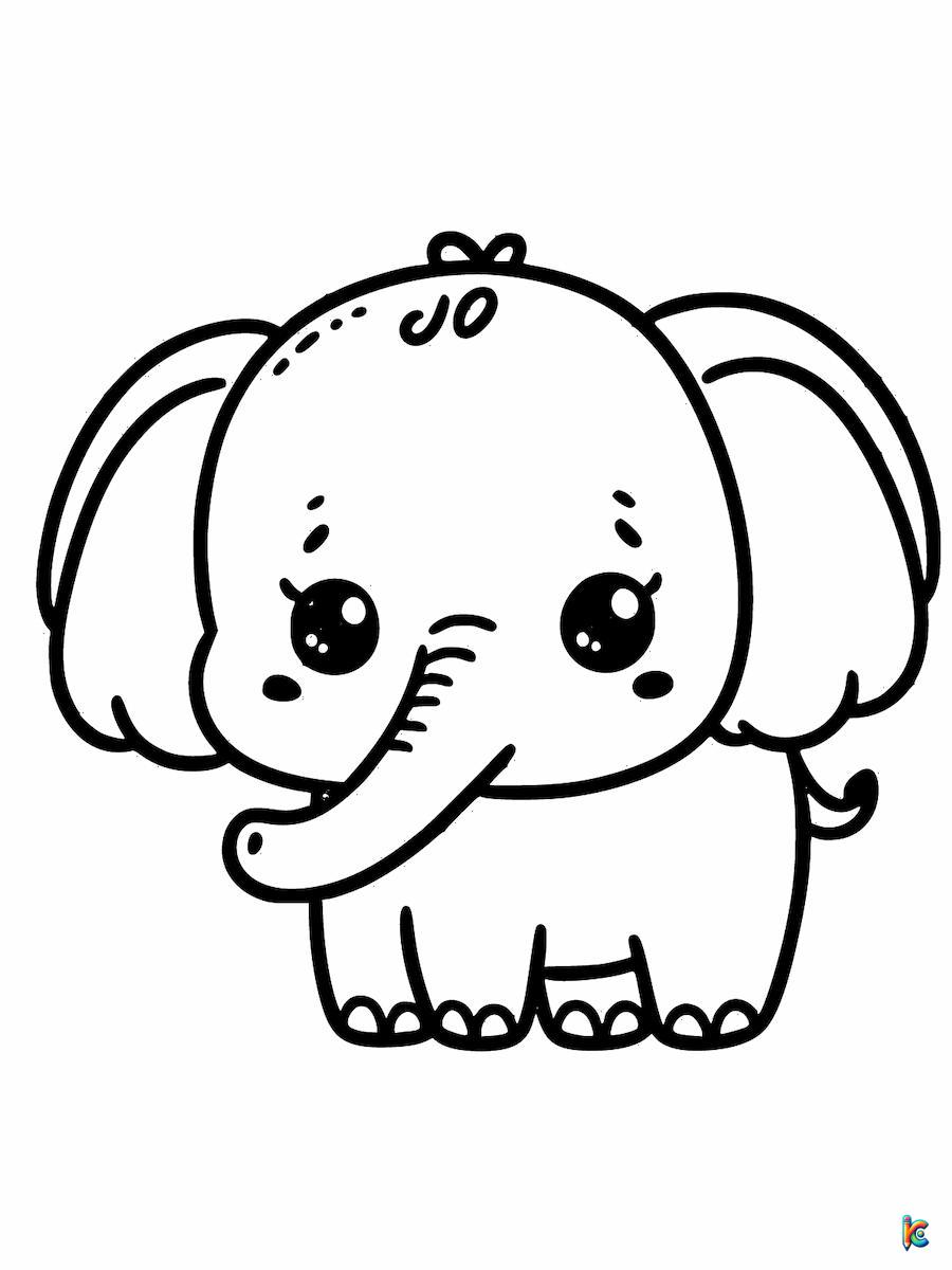 cute elephant coloring pages easy