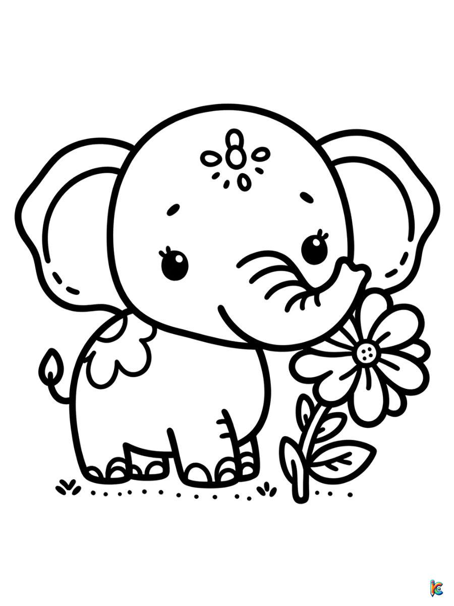 cute elephant coloring pages printable