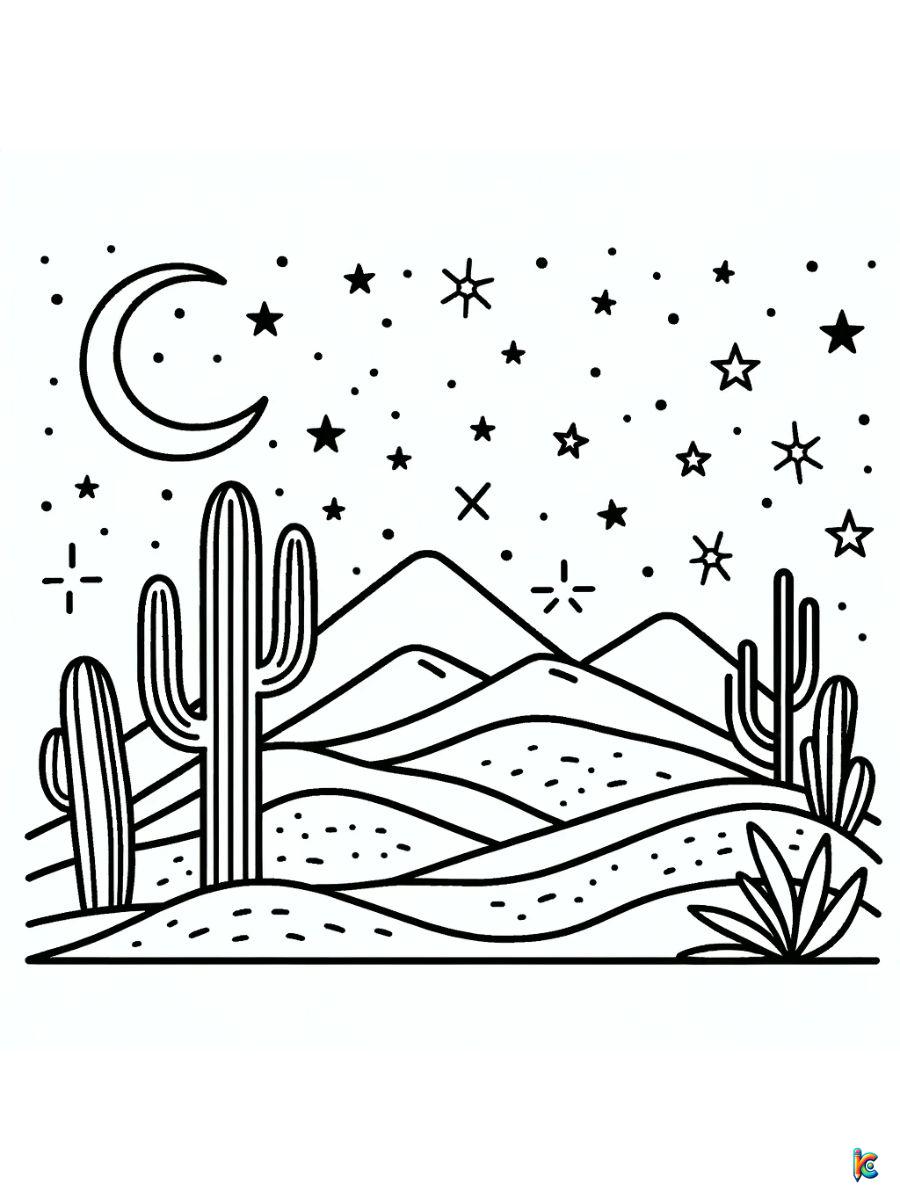 desert landscape coloring page