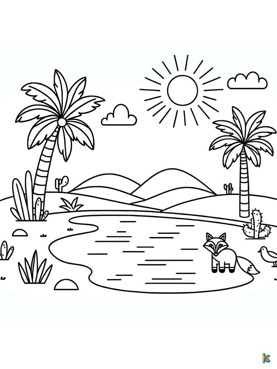 desert landscape coloring pages easy