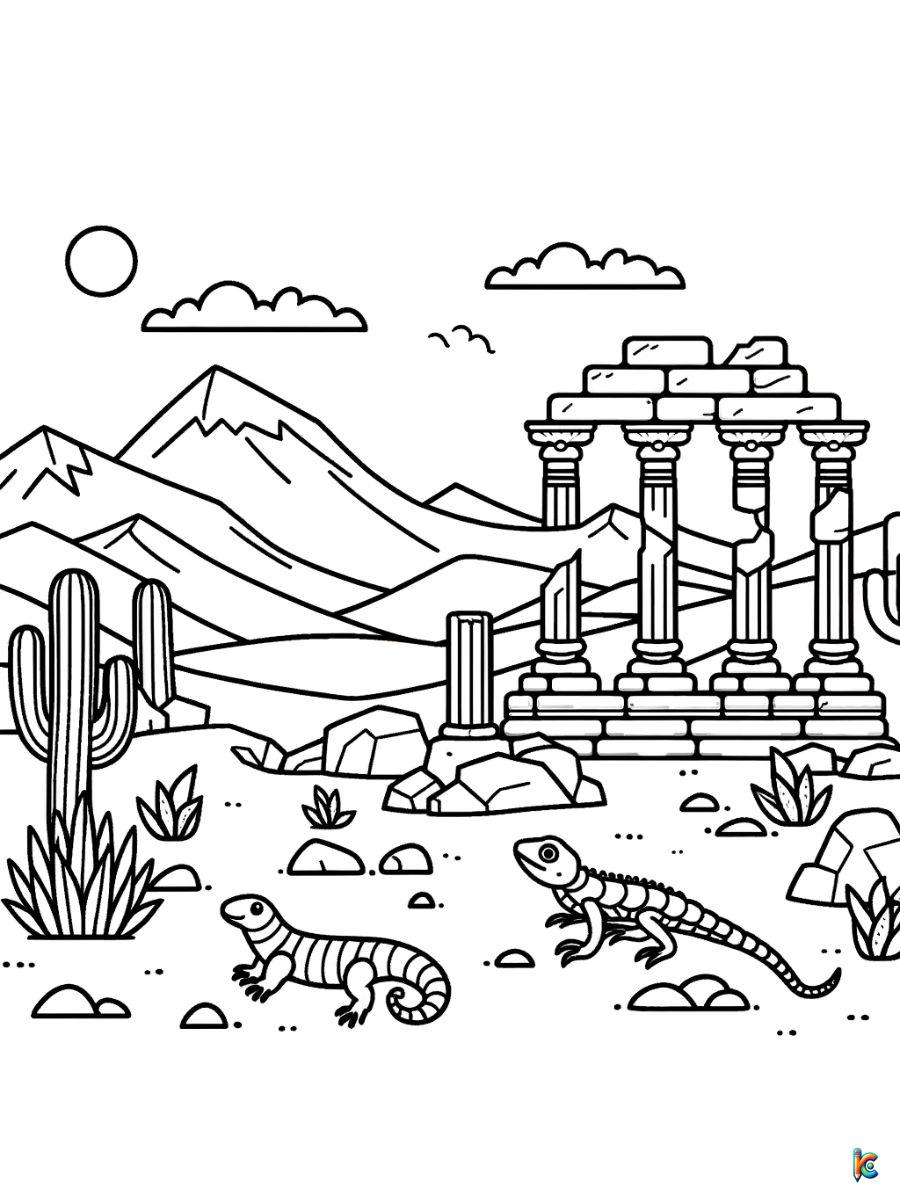 desert landscape coloring pages to print