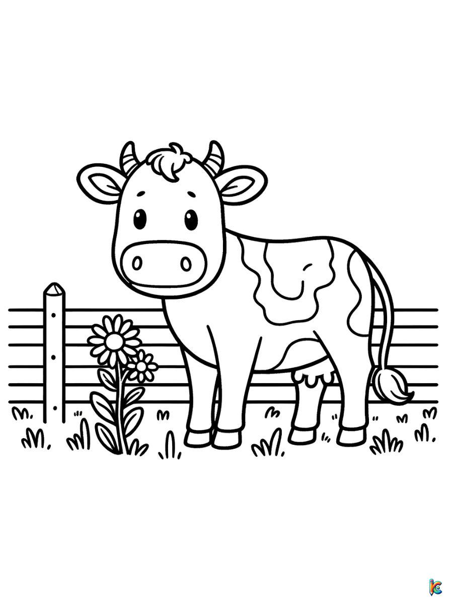 easy cow coloring pages for kids
