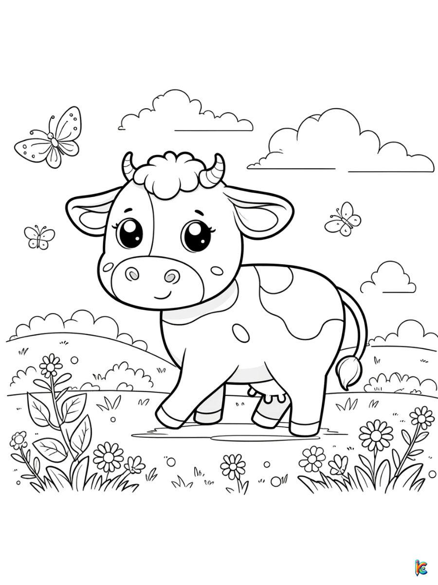 easy cow coloring pages free