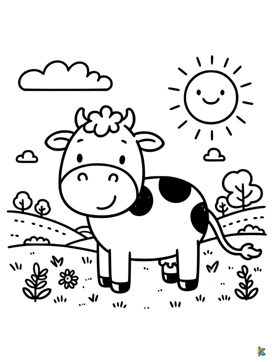 easy cow coloring pages printable