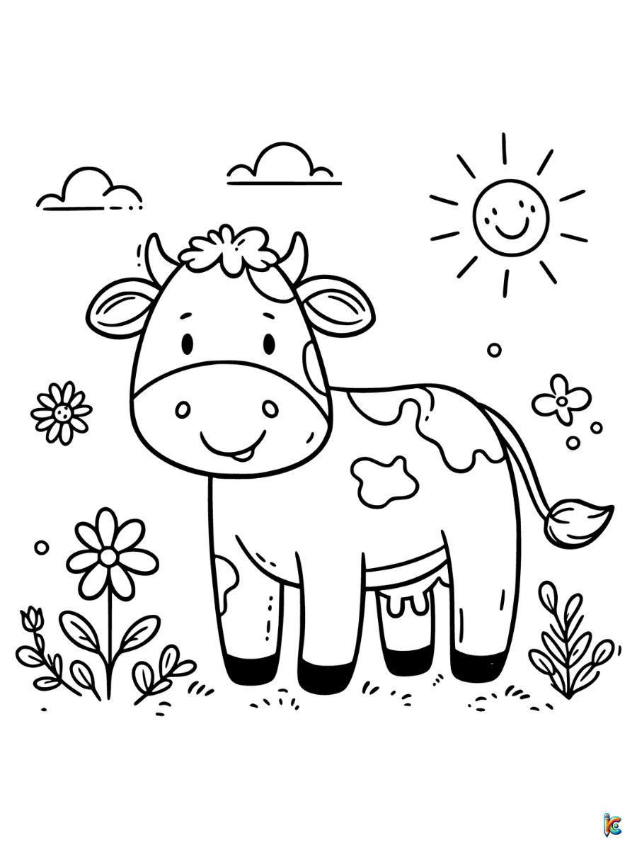 easy cow coloring pages