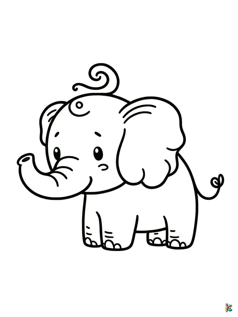 easy elephant coloring page