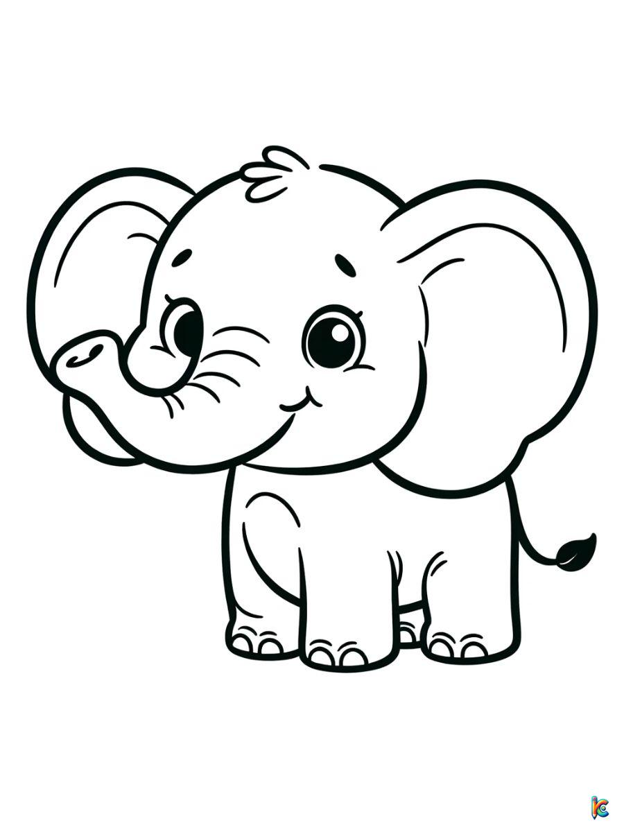 easy elephant coloring pages for kids