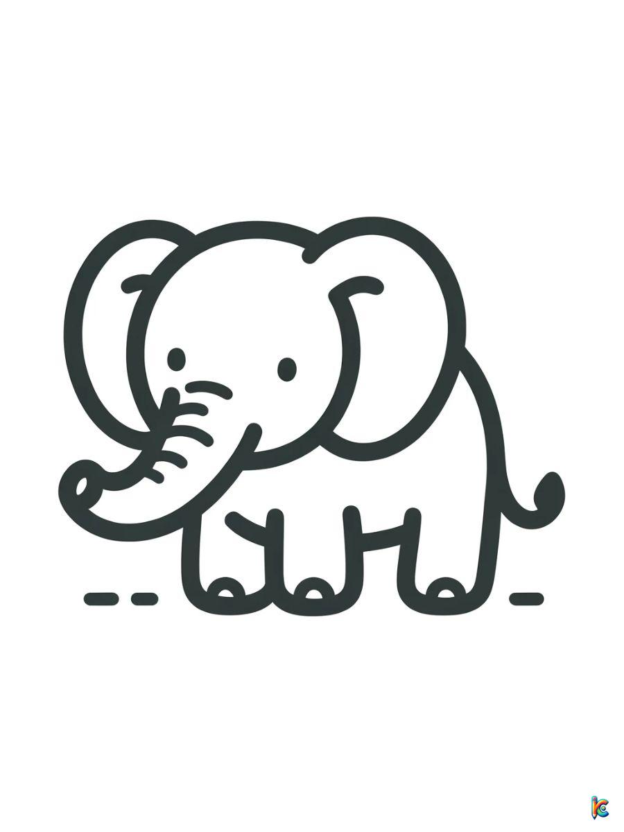 easy elephant coloring pages free