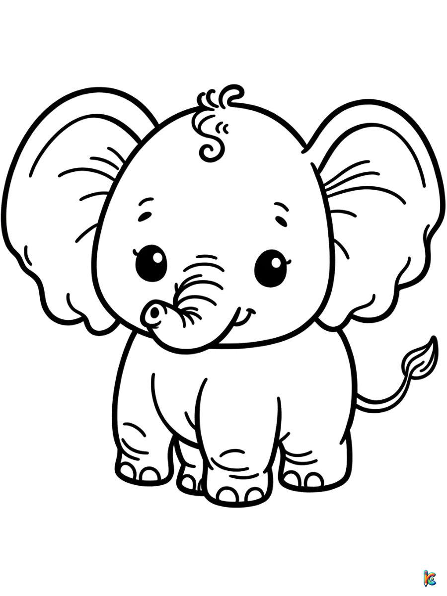 easy elephant coloring pages printable