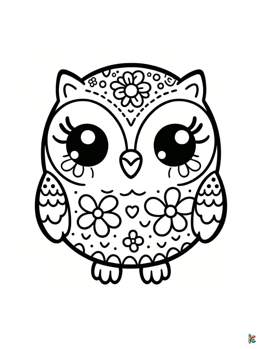 girly owl coloring page