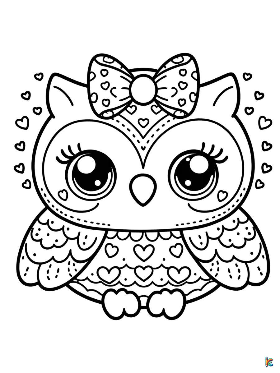 girly owl coloring pages for kids