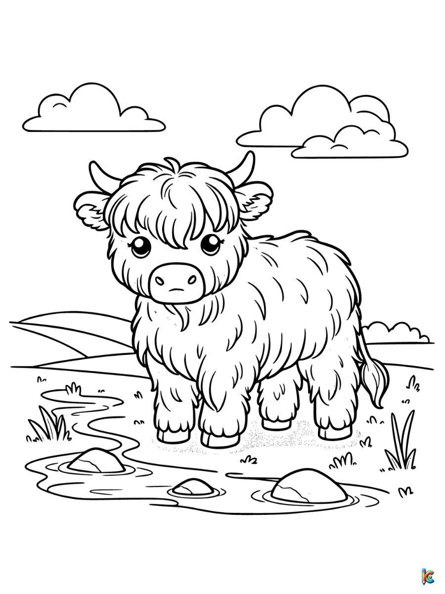 highland cow coloring page