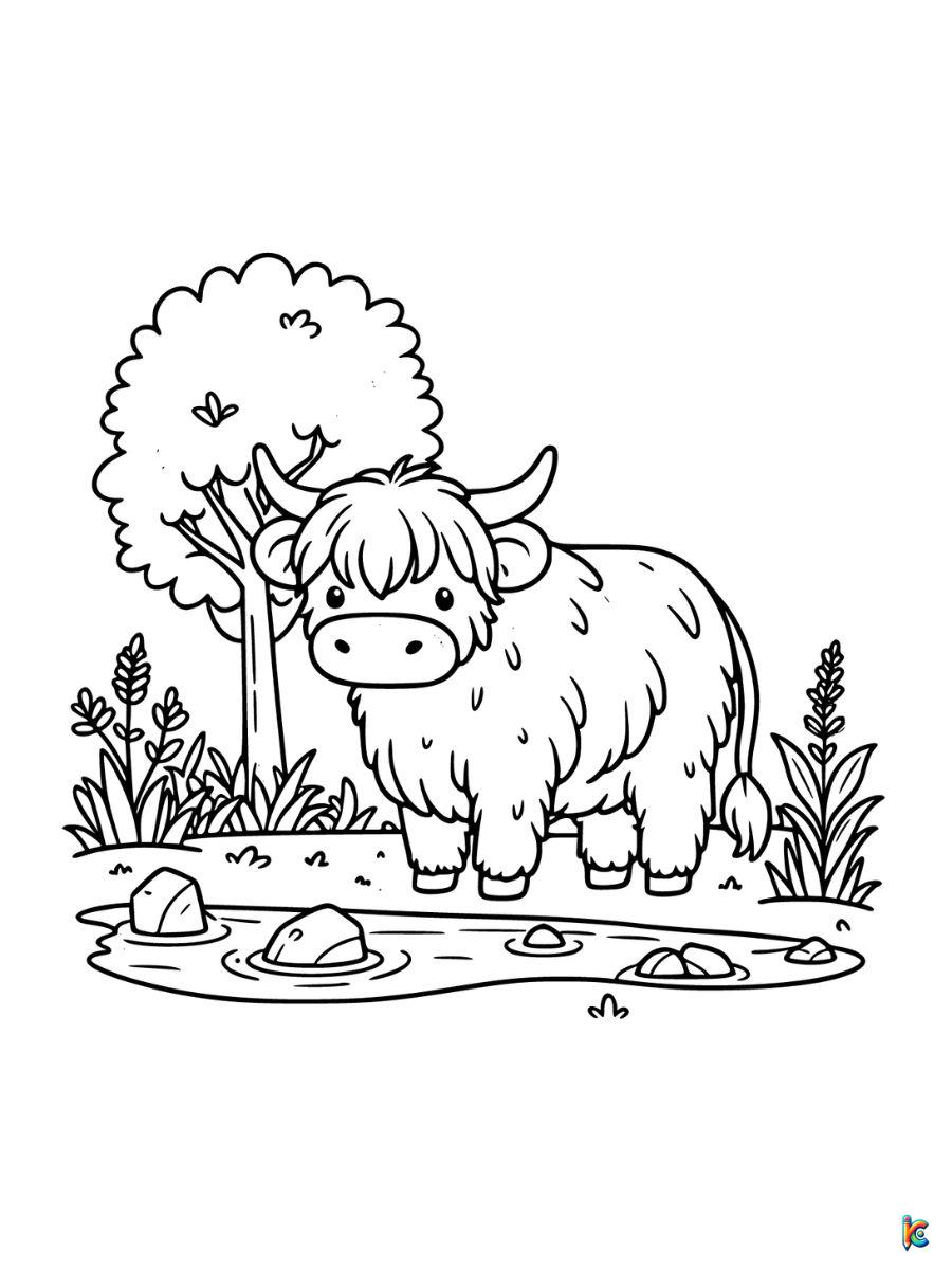 highland cow coloring pages for kids