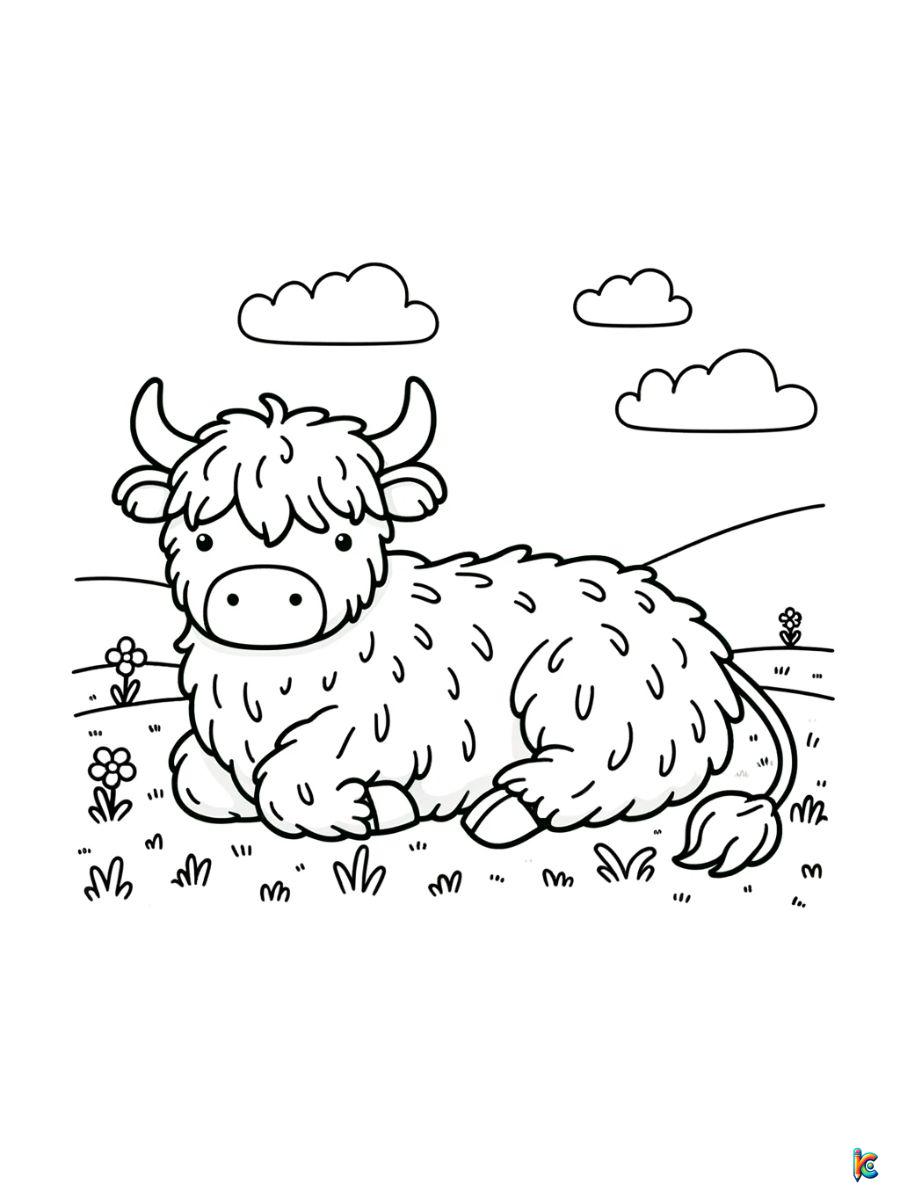 highland cow coloring pages printable
