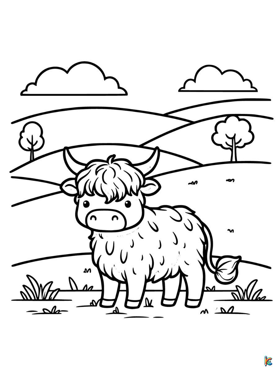 highland cow coloring pages
