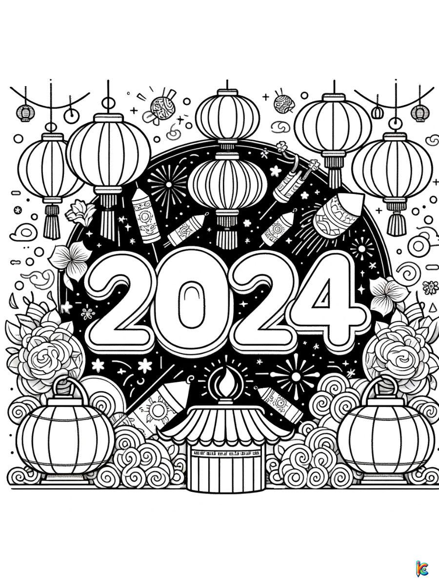 lunar new year 2024 coloring page