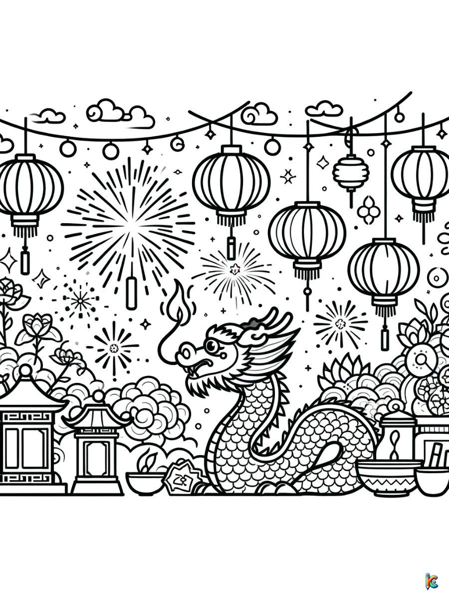 lunar new year coloring pages easy