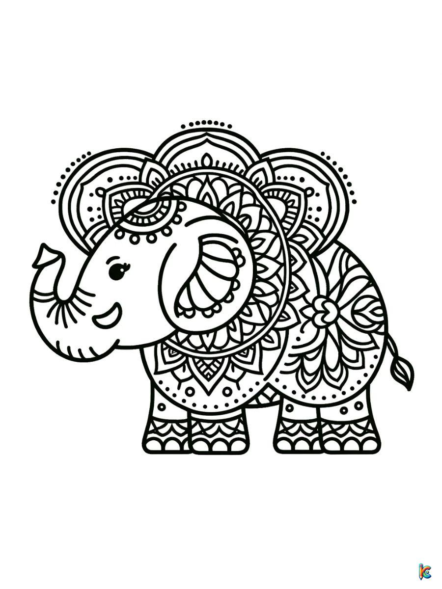mandala elephant coloring page