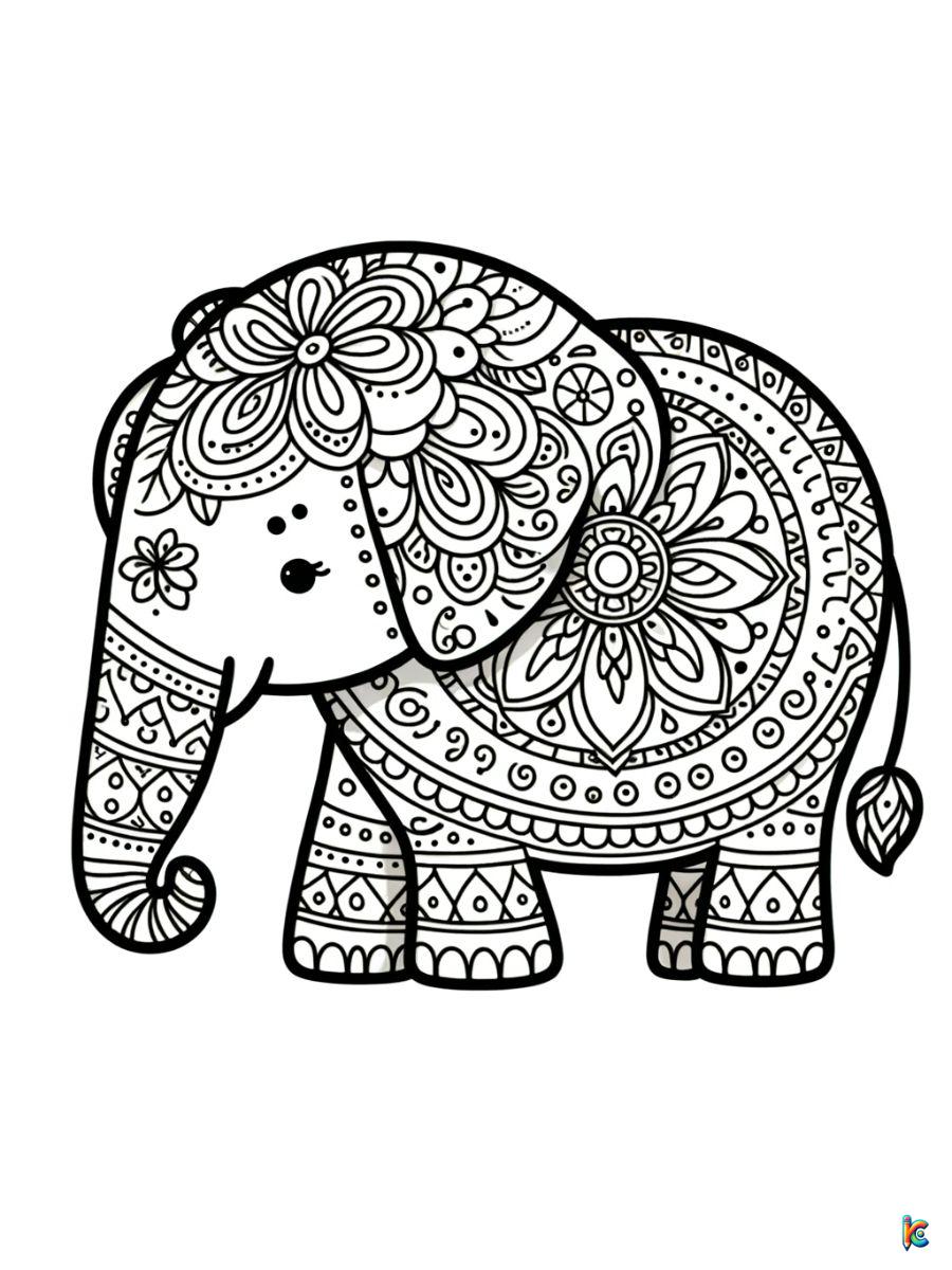 mandala elephant coloring pages for kids