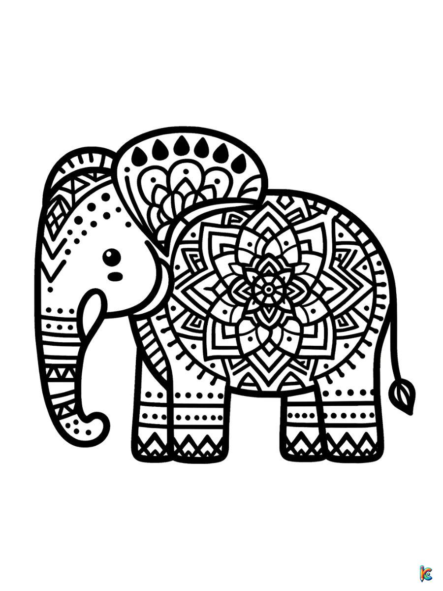 mandala elephant coloring pages free
