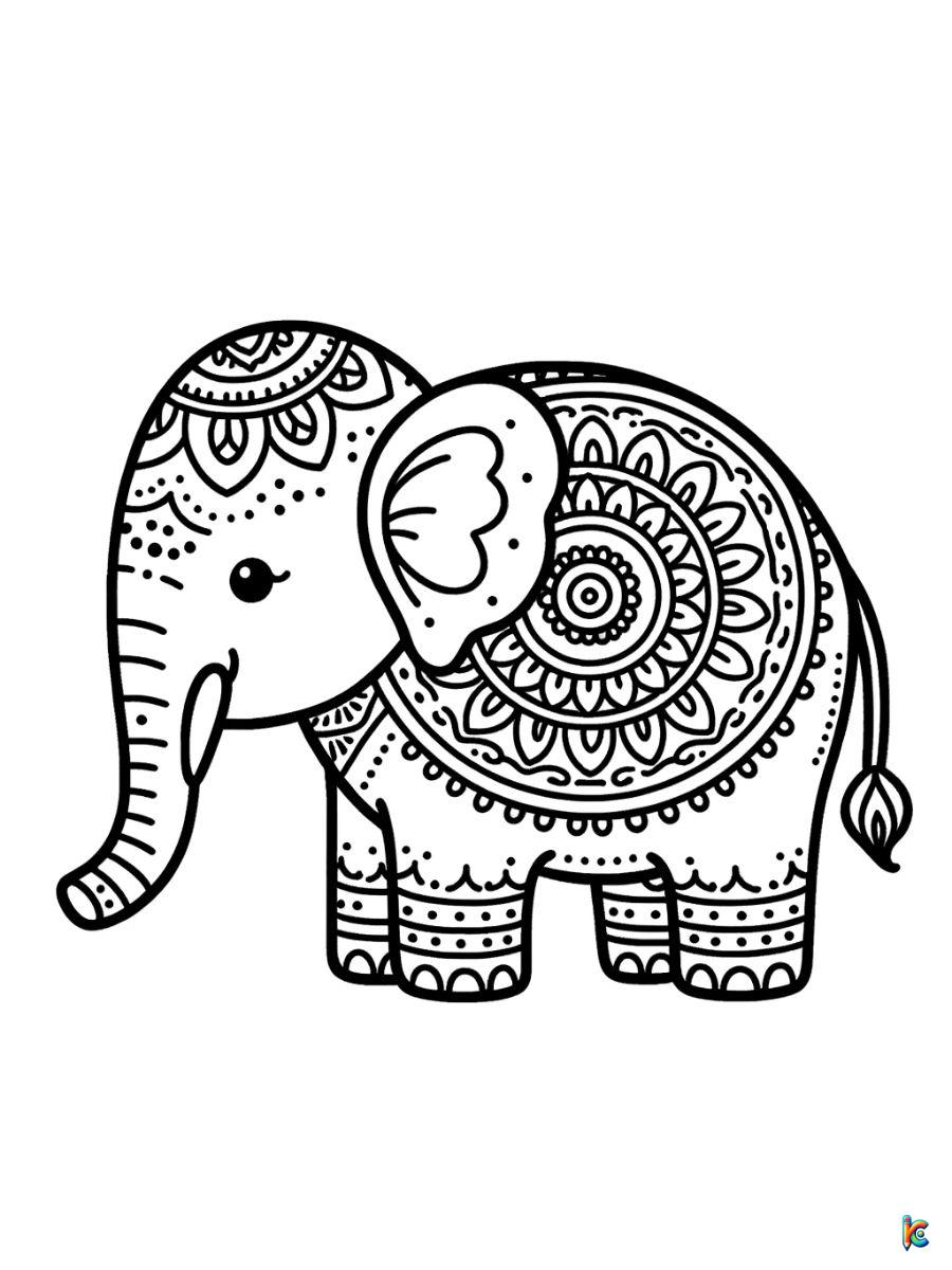 mandala elephant coloring pages to print
