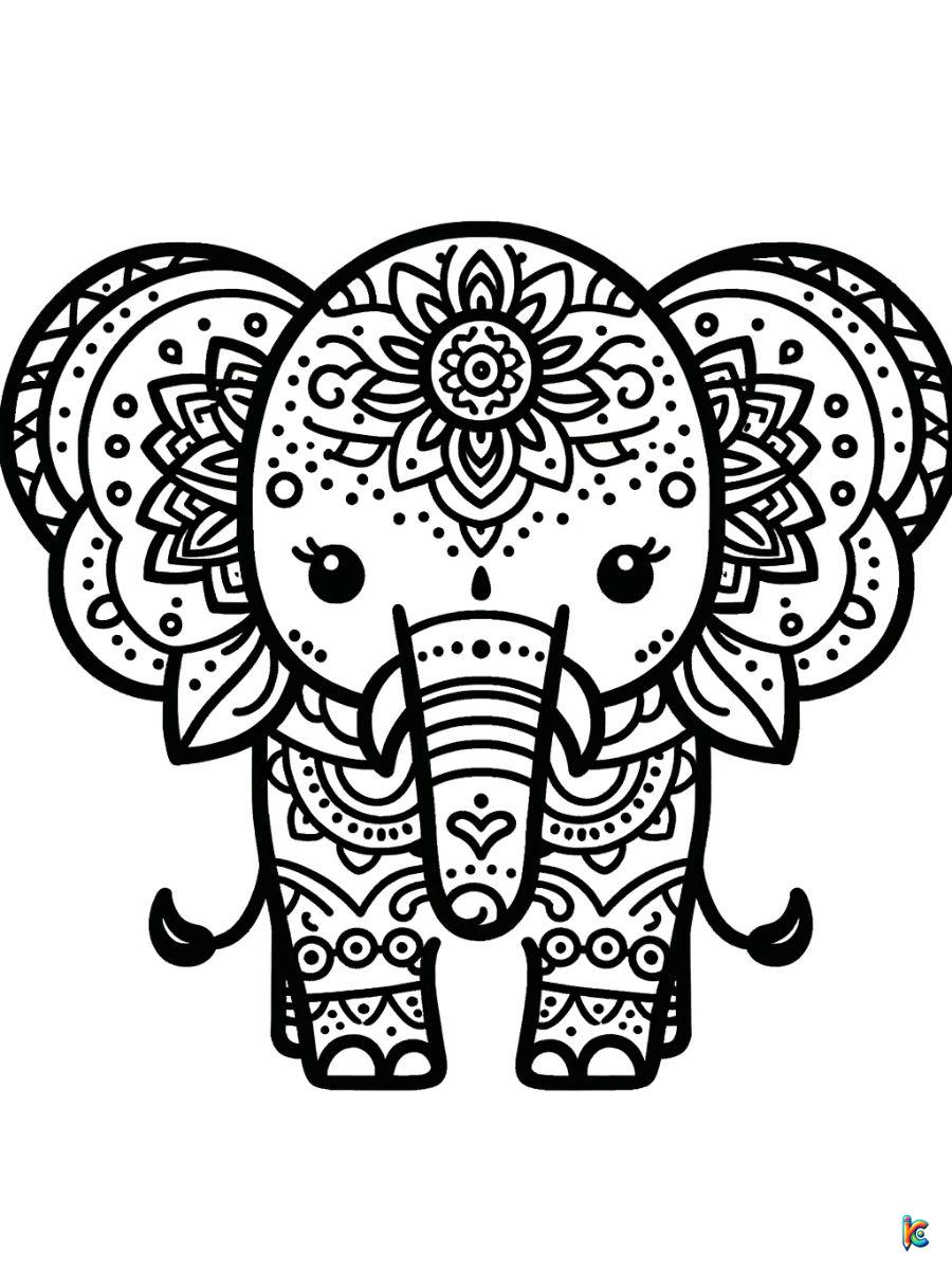 mandala elephant coloring pages