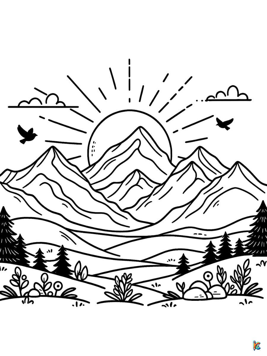 mountain landscape coloring page