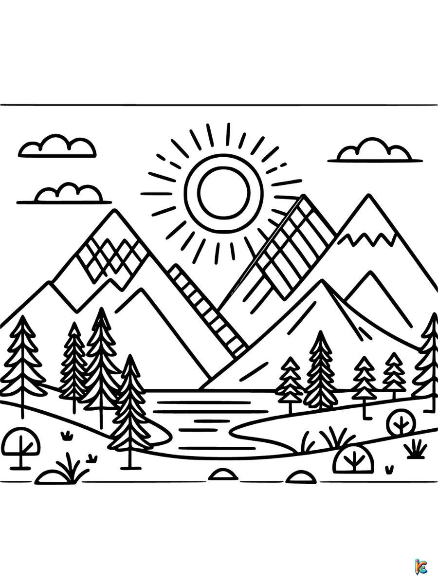 mountain landscape coloring pages free