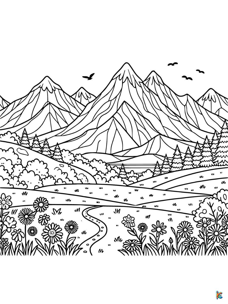 mountain landscape coloring pages