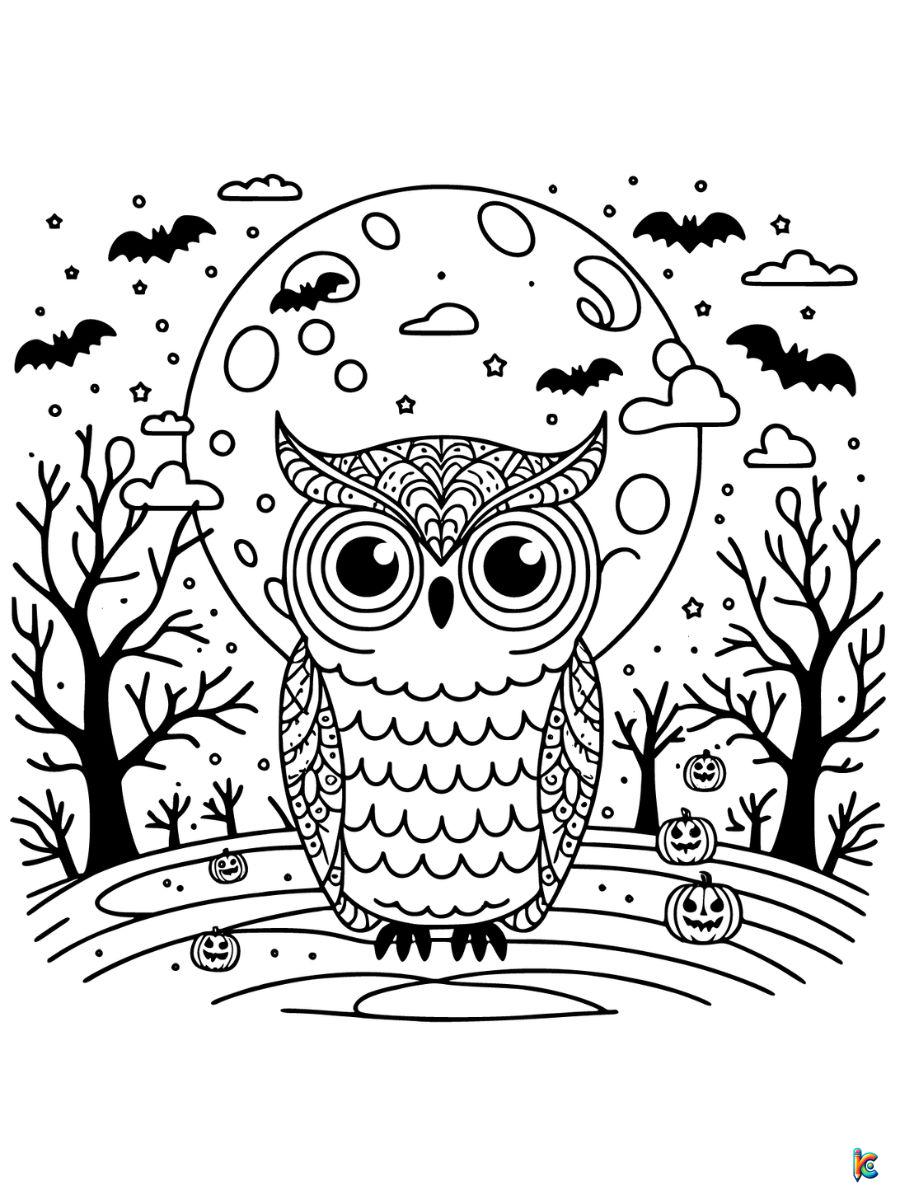 owl halloween coloring pages free