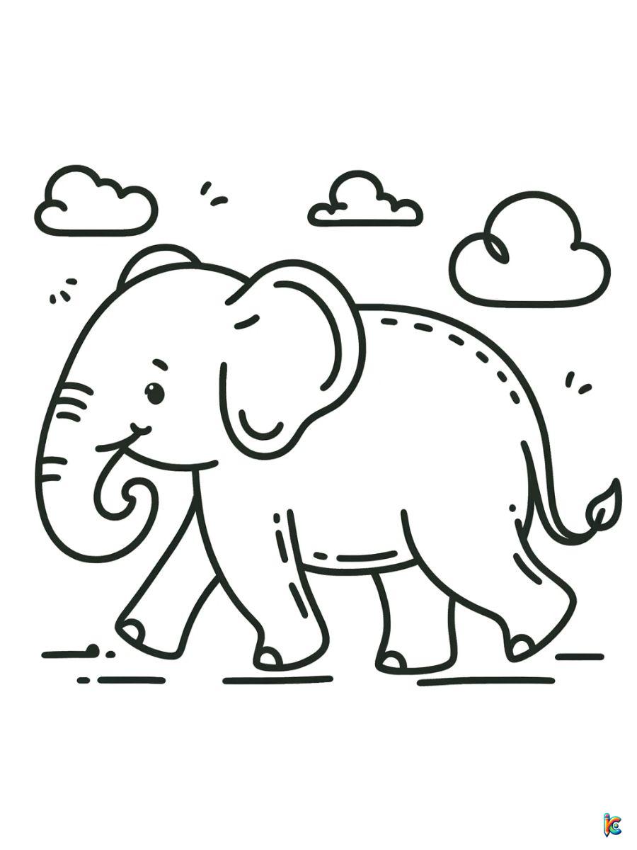simple elephant coloring pages
