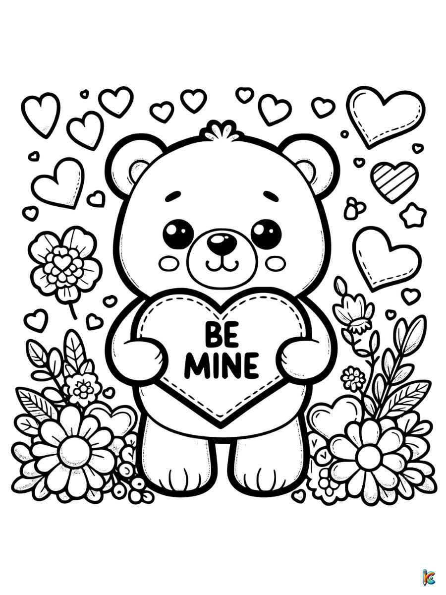 valentines day cartoon coloring pages printable