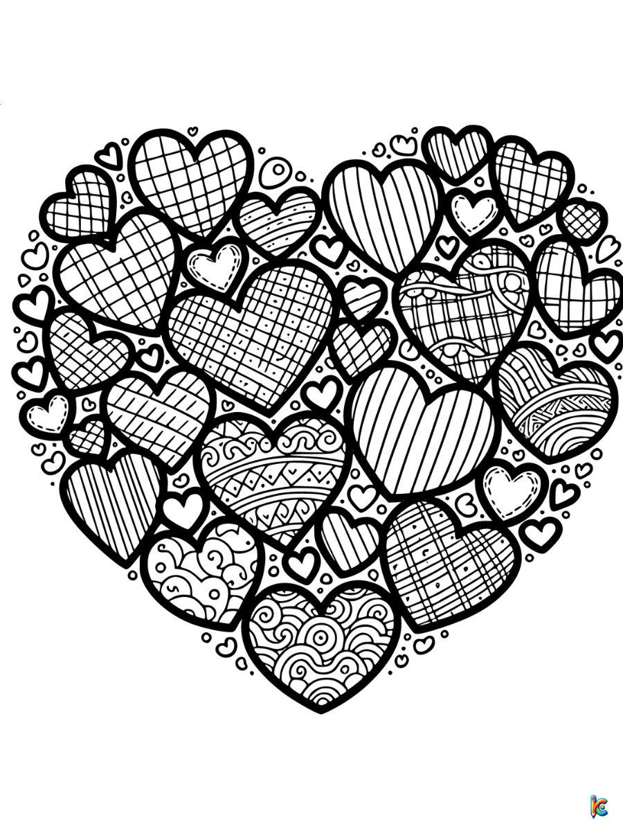 valentines day hearts coloring page