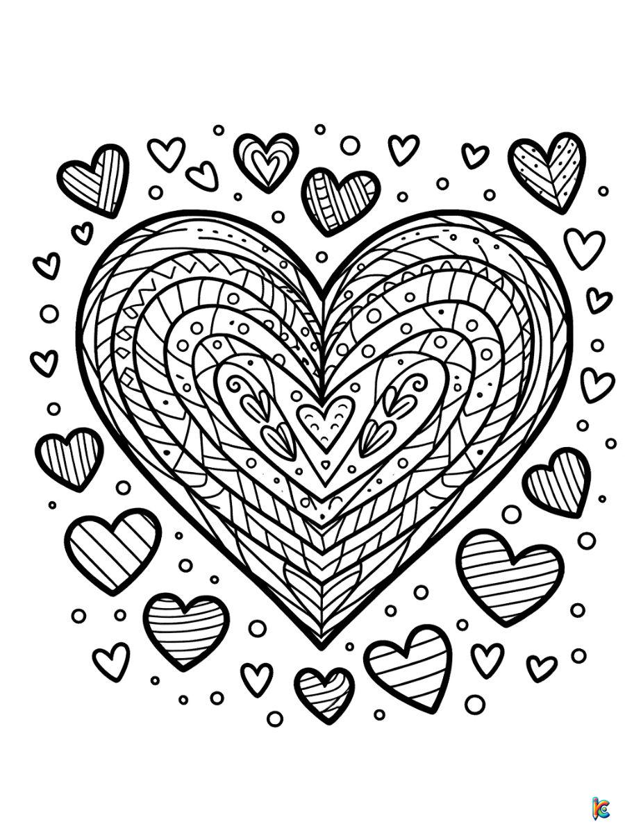 valentines day hearts coloring pages free